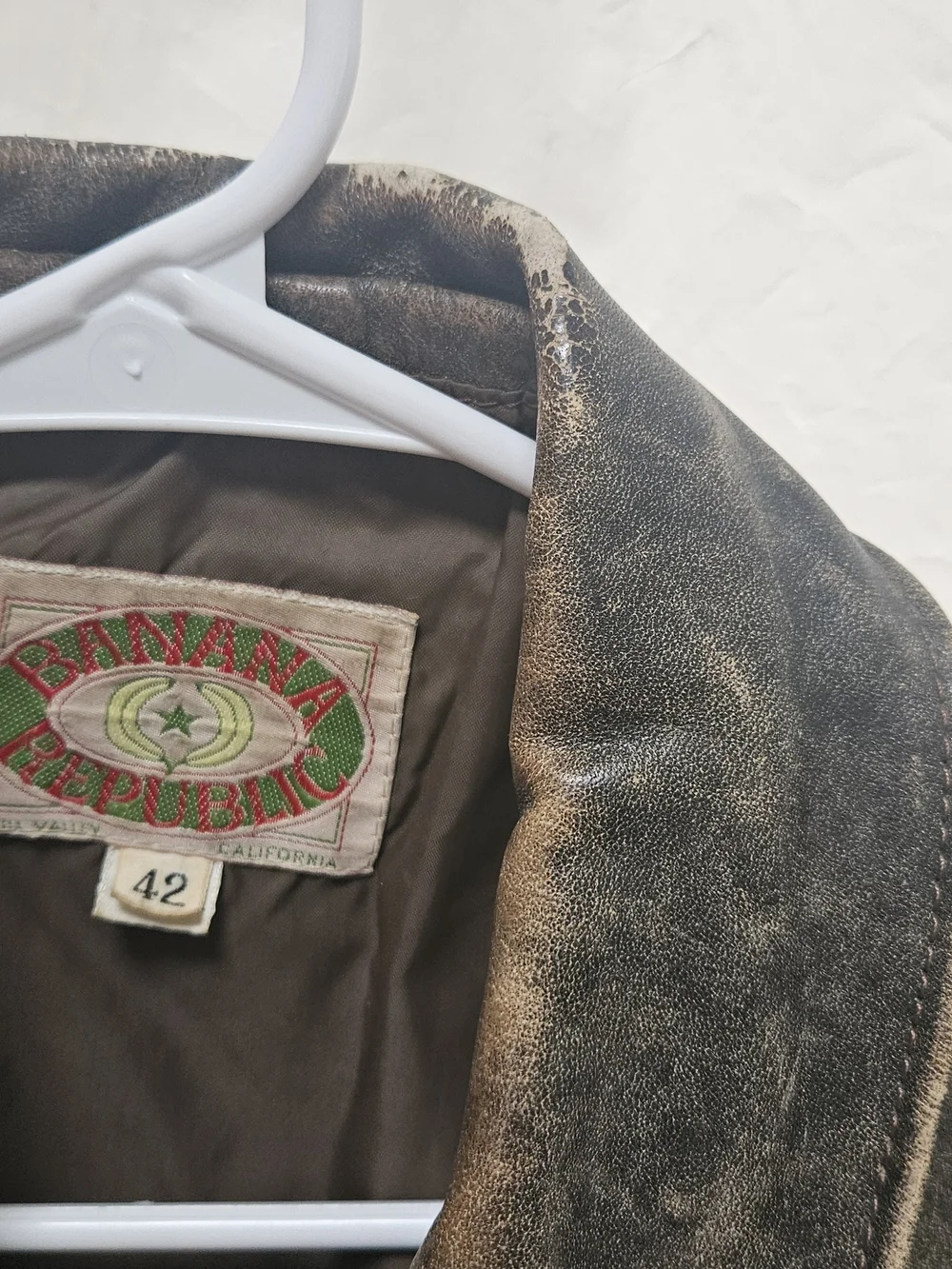 Banana Republic Distressed Vintage Brown Leather Bomber Jacket